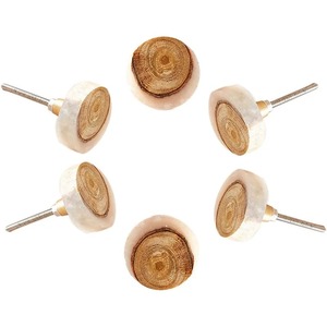 Set of 6 Modern 1.5\" Diameter Wood Knobs for <b>Kitchen</b> Bedroom Bathroom Living Room Dining Villa Dressers Wardrobes for Cabinets - Product Image 1