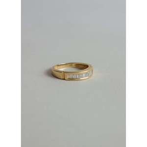 Vintage Baguette Cut Diamond Band <b>Ring</b> 14k Yellow Gold Wedding <b>Ring</b> for Women - Product Image 3