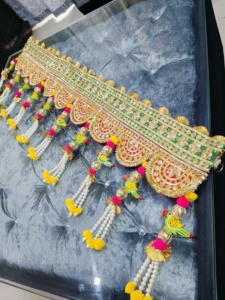 Gota Patti fait à la main, joli et élégant, fait avec des tentures de perroquet Toran/Bandhanwar pour la décoration de mariage diwali - Product Image 3
