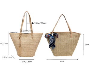 Bolsa de Paja de Gran Capacidad, Tejida a Mano con Hojas de Palma, Estilo Casual, de Primera Calidad, Bolsas de Playa de Macramé, Directamente del Proveedor Indio - Product Image 2