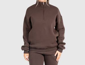 Custom Logo Windproof Loose Stand Collar Women Sportswear Workout Athletic Fitness <b>Hoodie</b> Half Zip Outdoor Sweatshirt - Product Image 6