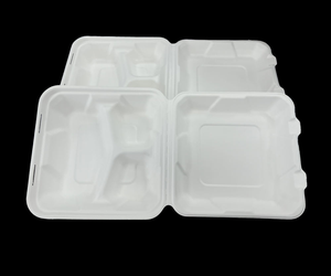 Fiambrera de concha biodegradable, reciclable, reutilizable, 10x6, bagazo de caña de azúcar, compostable desechable con tapa - Product Image 1