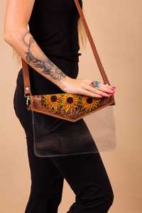 Sac bandoulière de luxe en cuir de vachette transparent Popar Western 2026 pour femme, motif floral gravé à la main, sac fourre-tout à porter en travers du corps - Product Image 4