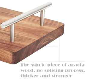 100% Plateau de service en bois d'acacia écologique de qualité supérieure avec poignée en métal Antique fait à la main - Product Image 6