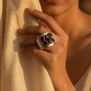 Anillo de Plata 925 con Múltiples Piedras Preciosas para Mujer - Product Image 2