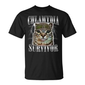 T-shirt con meme gatto Chlamydia Survivor, collezione Aminals per gli amanti dei gatti - Product Image 1