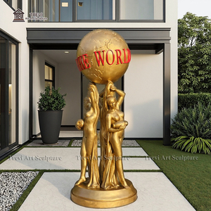 Décoration de cour de maison pleine grandeur le <span class=keywords><strong>monde</strong></span> est à vous Statue Sculpture - Product Image 3