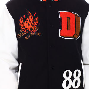OEM personalizado de los hombres de pie de cuello Varsity chaqueta de estilo de calle de béisbol Bomber Look Chenille bordado mangas completas Venta caliente - Product Image 5