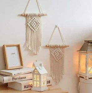 Accesorios de Macramé Bohemios para Dormitorio, Decoración de Pared de Cerámica con Borlas Tejidas con Cuerda, para Aniversario - Product Image 1