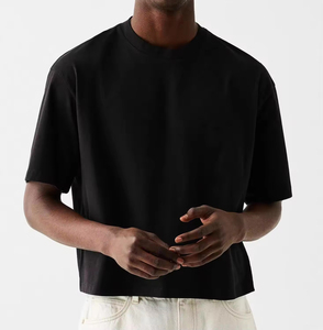 Nueva moda de verano para hombre, camiseta recortada de gran tamaño Vintage desgastada, 100% de algodón, cuello redondo de secado rápido - Product Image 3