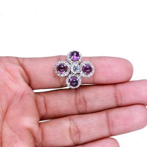 Anillo de ajuste de punta de Plata de Ley 925 con piedra preciosa de amatista facetada, joyería fina con color púrpura para bodas - Product Image 3