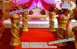 เสาแกะสลักสีทองสำหรับงานแต่งงานของอินเดียของตกแต่งงานแต่งงานงานแต่งงานหรูหราเสาใหญ่ใหญ่แกะสลักสีทอง mandap แกะสลักสีทอง - Product Image 5