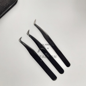 Pince à épiler pour extensions de cils de qualité supérieure, couleur plasma noir, 45, 65, 75, 90 degrés, pointe fine et lisse, pince à épiler pour volume de cils - Product Image 2