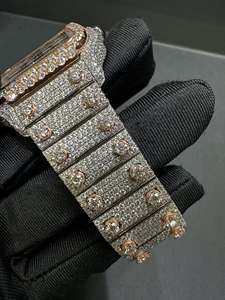 Reloj de Lujo de Moda Hip Hop de Acero Inoxidable con Diamantes de Moissanita VVS, Movimiento de Cuarzo, para Hombre, Logotipo Personalizado, Venta al por Mayor, Pasa el Test de Diamantes - Product Image 3