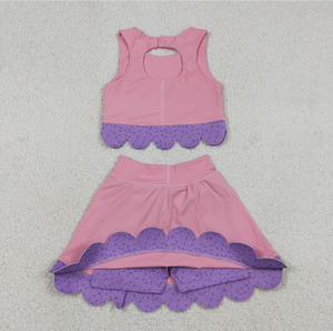 Conjuntos de Ropa Deportiva para Bebés Niñas, Chaleco sin Mangas con Lazos, Falda, Pantalones Cortos, Ropa de Yoga - Product Image 3