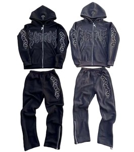 Pantalones de chándal y sudadera con capucha, último diseño, conjunto de chándales de alta calidad, chándal serigrafiado, sudaderas con capucha para hombre y pantalones acampanados - Product Image 1