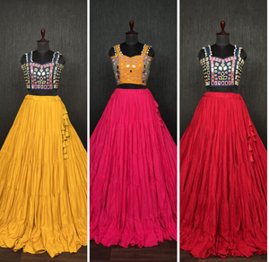 Tendencia diseñador indio rayón seda Lehenga Choli con bordado de espejo trabajo Lehenga Choli nuevo aspecto para fiestas étnicas - Product Image 4