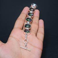 Pulsera con Dije de Topacio Arcoíris Místico Art Palace, Plata de Ley 925, Estilo Vintage Boho Hippie, Unisex, Certificado por Terceros, Regalo