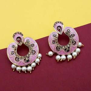 Kriaa ต่างหูห้อยหินสีชมพูสไตล์ออสเตรียสำหรับ1314234D งานปาร์ตี้ - Product Image 1