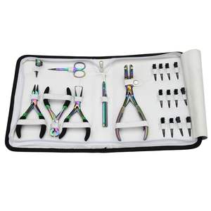 Kit d'outils pour extensions capillaires avec pince à ruban adhésif, outil d'ouverture et de fermeture de perles, pince à sertir les perles, pince de dépose, crochet de filage, boucle et doigt - Product Image 1