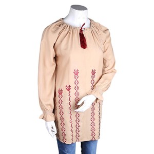Kurti ample brodé pour femme - Beige - Product Image 1