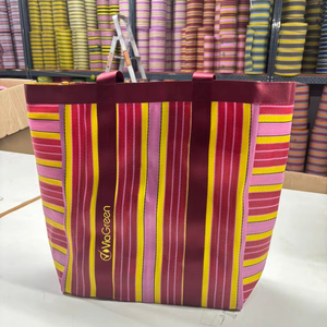Sac à provisions en nylon réutilisable écologique avec fermeture à glissière RPET Sacs de plage en plastique recyclé tissé à la main fabriqués en Inde - Product Image 1