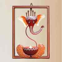 Portavelas tradicional de Ganesha de hierro, ecológico y duradero, decoración artística india para Diwali, Pooja, acento para el hogar, espacio de oración, precio al por mayor