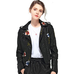 Veste de motard pour femme en cuir véritable respirant tricoté sur mesure à la mode Longueur régulière Noir élégant - Product Image 3