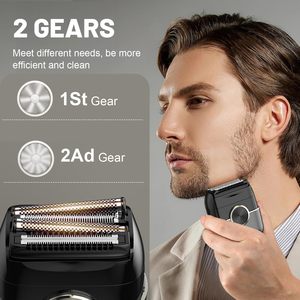 Rasoir électrique rechargeable sans fil pour hommes, rasoir à lames flottantes pour usage humide/sec, écran LED, double vitesse, étanche IPX7, rasoir pour barbe - Product Image 1