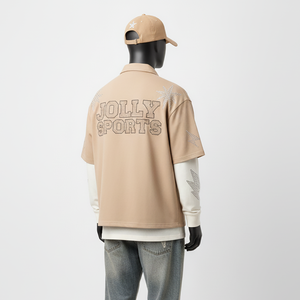 T-shirt 100% coton pour homme, coupe ample, imprimé, double couche, manches longues, style personnalisé, nouveau modèle, t-shirt à double manche. - Product Image 5