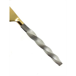 Ensemble de couverts à poignée torsadée poignée en argent avec tête en or couverts élégants pour manger cadeau de mariage présentoir essentiel de table - Product Image 2