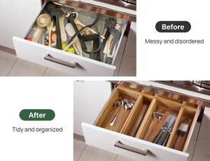 8 Pcs Bambou Tiroir Organisateur Ustensile Plateau Cuisine Boîte De Rangement 4-Taille Polyvalent Séparateurs Porte-Couverts Bacs Conteneurs - Product Image 3