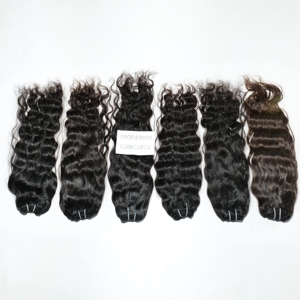 Aucun traitement chimique Cuticule Aligné Naturel Ondulé Pas Cher Vierge faisceaux Indian Temple Extensions de Cheveux Humains - Product Image 2