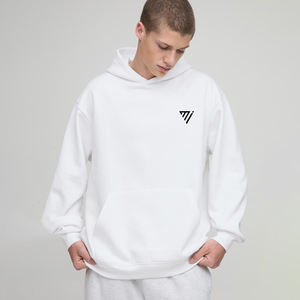 High Quality <b>Hoodie</b> French Terry Plain <b>White</b> Streetwear Oversized <b>Hoodie</b> Cotton Blank Heavyweight <b>Hoodie</b> for Men - Product Image 1