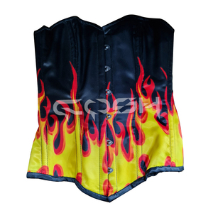 Corset Overbust à baleines en acier, imprimé numérique par sublimation motif flamme |   Également disponible : son legging extensible assorti - Product Image 4
