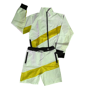 Chaqueta cortavientos de nailon y poliéster con cremallera de nuevo diseño personalizado y conjunto corto de chándal cortavientos para hombre - Product Image 2