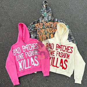 Sweat-shirt à manches longues en gros, sweat-shirt à capuche pour femme, crop top, pull à capuche, sweat-shirt court pour femme - Product Image 2