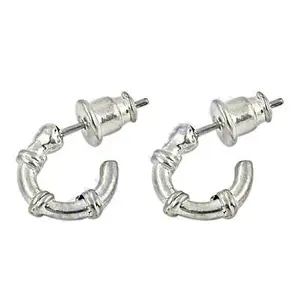 Boucles d'oreilles créoles argentées tendance, design noué, pour usage quotidien, boucles d'oreilles pour femmes pour les fêtes, les mariages, les fiançailles, en alliage de zircon et de cuivre - Product Image 1