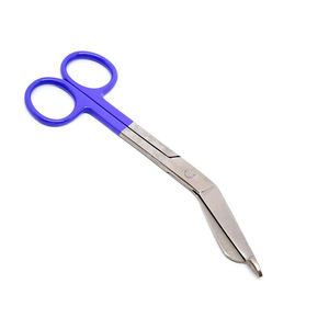 Ciseaux enduits bleus de pansements de poignée 115mm lame incurvée ciseaux de salle de chirurgie chirurgicale en acier inoxydable - Product Image 4