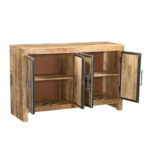 Buffet extensible en bois massif de manguier vintage industriel, design moderne pour cuisine, salle à manger, salon, salle de bain, utilisation en extérieur - Product Image 2