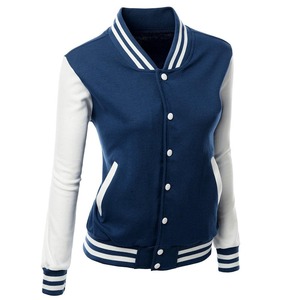 OEM Streetwear parches en blanco bordado personalizado Varsity chaqueta mujer chaqueta de béisbol corto polar otoño abrigo - Product Image 1