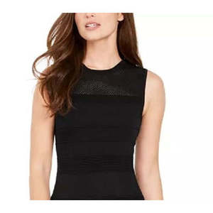 Vestito svasato nero da donna Vince Camuto, taglia grande, senza maniche, in rete traspirante, con vita naturale - Product Image 2
