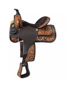 Sillín occidental de caballo de cuero genuino de calidad superior para carreras de barriles y equitación - Product Image 1