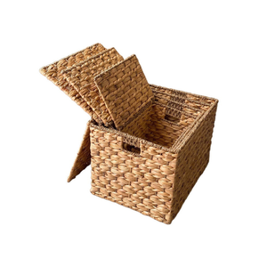 Hot Selling Handmade <b>Rattan</b> Storage <b>Basket</b> Customized Service Vietnam Factory Home Decor for Bathroom <b>Laundry</b> Organizing - Product Image 1