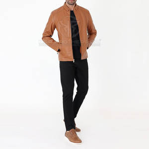 Veste d'hiver en cuir pour hommes, manteau chaud et décontracté avec doublure douce Veste d'hiver en cuir Slim Fit élégante au design motard pour hommes - Product Image 3