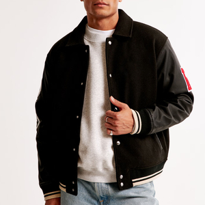 Veste universitaire pour homme en coton 100% sur mesure en gros, épaules tombantes, col décontracté, logo brodé personnalisé, veste pour homme - Product Image 1