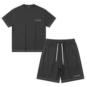 OEM 2026 Men 2 Piece Shirt Shorts Quickdry 100% Cotton Casual Streetwear Summer Eco-Friendly Acid Wash Seamless Fusing <b>Set</b> Your - Product Image 1