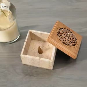 Porte-encens en bois arabe, brûleur de bakhoor islamique avec bol en métal, cadeau musulman pour le Ramadan et l'Aïd, décoration de parfum d'intérieur - Product Image 4