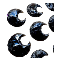 Pendentif en obsidienne noire naturelle en forme de lune, coupe brute, pour hommes et femmes, guérison par le Reiki
