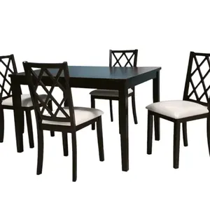 Ensemble de 5 tables à manger de style unique avec 4 barres diamantées, meubles de maison en MDF moderne + bois massif